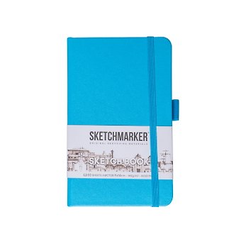Скетчбук 9*14 80л "Sketchmarker" синий неон, 140г/м2, слоновая кость, тв.обл.