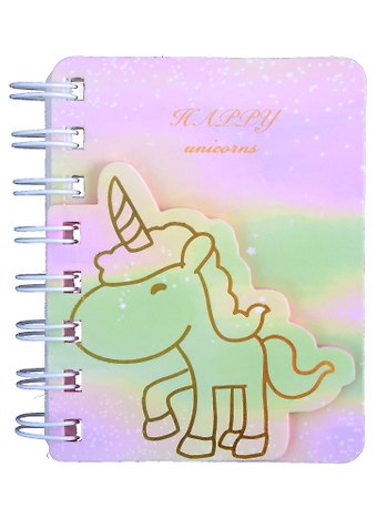 Записная книжка А7+ 100л лин. Happy unicorns спираль, вырубн.блок, тиснение фольгой, инд.уп., ассорти