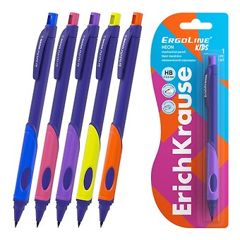 Карандаш механический 2,0мм ErgoLine Kids Neon ассорти, блистер, ErichKrause