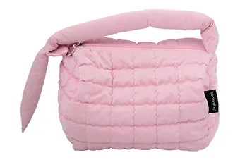 Косметичка стеганная с объёмной ручкой (розовая) (текстиль, PU) (20х13см)