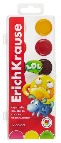 Краски акварельные 12 цветов Jolly Friends, Erich Krause