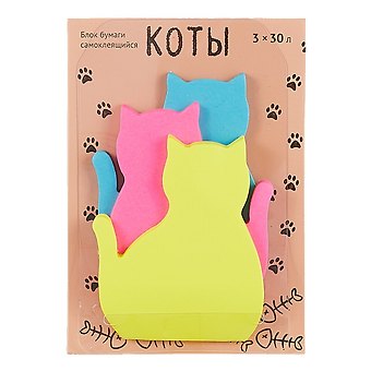 Блок бумаги самоклеящийся Коты