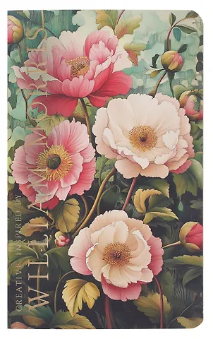 Книга для записей 130*210 32л Creative. Inspired by William Morris (пионы на зеленом фоне) скрепка