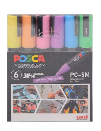 Маркеры акриловые 06цв POSCA. Pastel 1,8-2,5мм, UNI