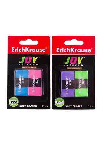 Ластик 02шт Joy Rainbow блистер, Erich Krause