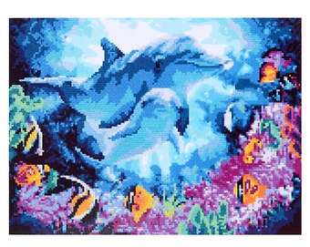 Алмазная мозаика (частичное заполнение) Коралловый риф, 30 х 40 см
