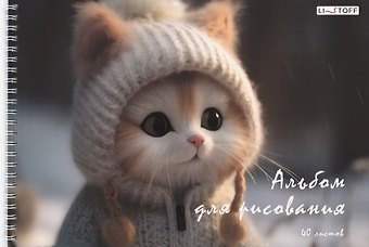 Альбом для рисования Listoff, Котик, А4, 40 листов, на гребне