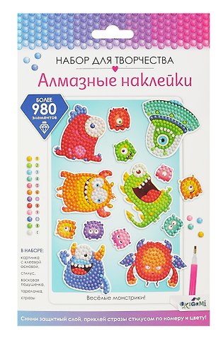 Алмазные наклейки Весёлые монстрики