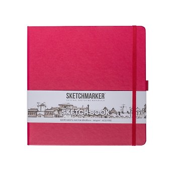 Скетчбук 20*20 80л "Sketchmarker" маджента, 140г/м2, слоновая кость, тв.обл.