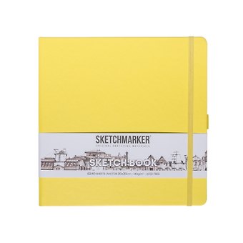 Скетчбук 20*20 80л "Sketchmarker" лимонный, 140г/м2, слоновая кость, тв.обл.