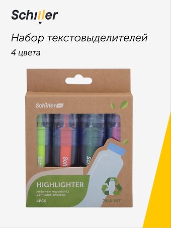 Текстовыделители ECO, 4 штуки, 1-4 мм, Schiller