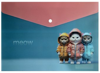 Папка-конверт А4 на кнопке Коты AI