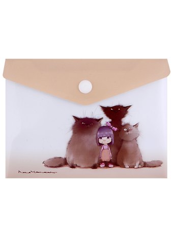 Папка-конверт А6 на кнопке Саша и её друзья-коты