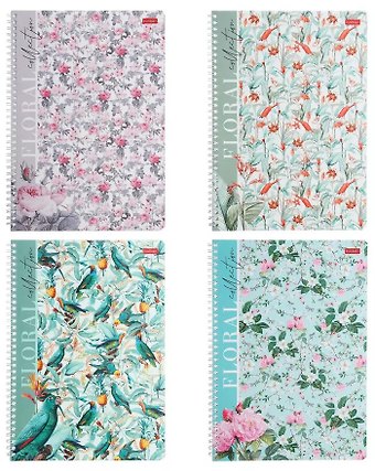 Тетрадь в клетку Hatber, Floral collection, А4, 80 листов, в ассортименте