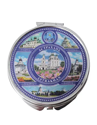 Зеркало Кремль и Лотосы (металл) (7см) (Астрахань) (316CHE-K6-82-3)