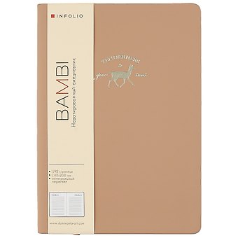 Ежедневник недат. А5 96л Bambi бежевый, иск.кожа, интегр.переплет, тонир.блок, ляссе