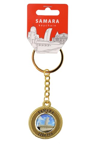 Брелок-канат золотой Стелла Ладья,Герб (металл) (Самара) (127G18K-55-1-55-3)