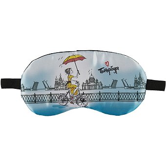 Маска для сна СПб Девушка с зонтиком на велосипеде (пакет)