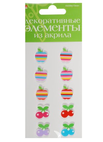 Декоративные элементы из акрила Набор №12 Яблоко и вишня (2-336/12) (10шт.) (Hobby Time) (упаковка)