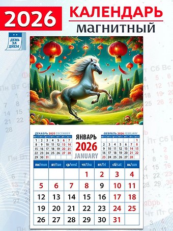 Календарь 2026г 94*167 «Год лошади – год процветания» на магните