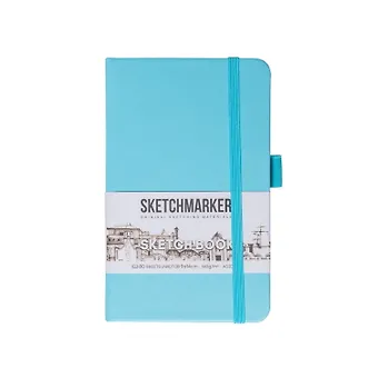 Скетчбук 9*14 80л Sketchmarker небесно-голубой, 140г/м2, слоновая кость, тв.обл.