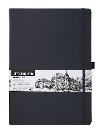 Скетчбук 21*29.7 80л "Sketchmarker" графитовый, 140г/м2, слоновая кость, тв.обл