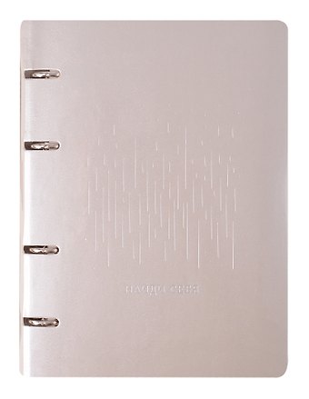 Тетрадь 120л кл. PEARL. Серый на кольцах, иск.кожа, тиснение серебр.фольгой, интегр.переплет, инд.уп.