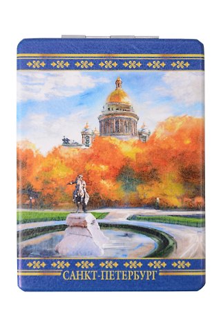 МедВс  Зеркало прямоугольное Экокожа Санкт-Петербург Медный всадник Исаакий масло [MIR004-20]