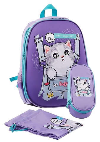 Ранец Kitten 2отд., 39*30*18см, 2 кармана, анатомическая спинка, пенал, мешок для обуви