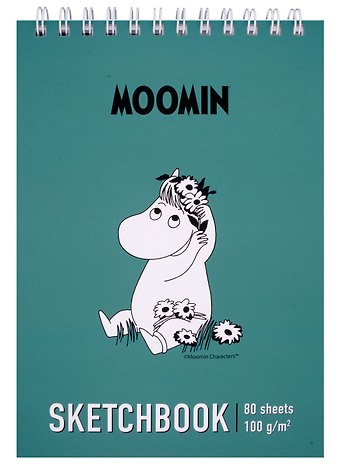 Скетчбук А5+ 40л Moomin 100г/м2, тв. обложка, софт. тач, евроспираль