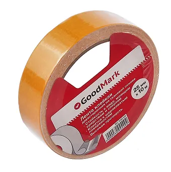 Лента клейкая 25мм*10м двусторонняя на тканевой основе GoodMark