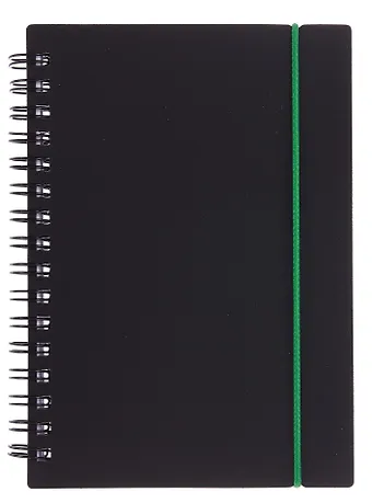 Записная книжка А6 80л кл. Favorite Black. No 2 спираль, пласт.обл., резинка