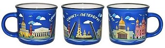 Кружка Санкт-Петербург Достопримечательности синяя керамика, h=5,5см d=7,5см, 0.09л. без кор. M085-SPB/BL