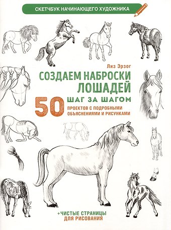 Лиз Эрзог Создаем наброски лошадей шаг за шагом. 50 проектов с подробными объяснениями и рисунками (белая обложка)