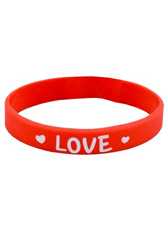 Браслет Love (красный) (силикон) (20,2 см)