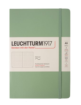 Книга для записей A5, 61 лист в точку Classic, мягкая обложка, шалфей, Leuchtturm1917