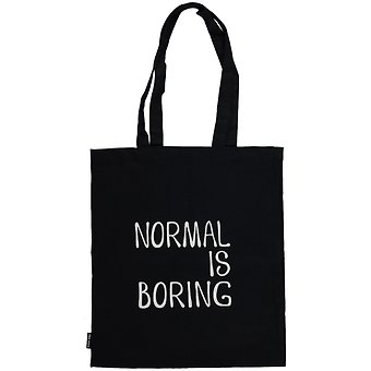 Сумка-шоппер Normal is Boring черная, текстиль 40см.*32см.