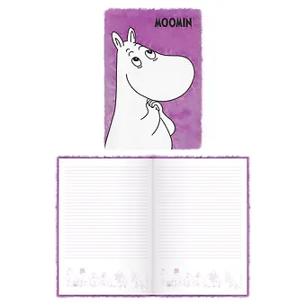 Книга для записей А5 80 листов, линейка, Moomin с мехом и патчем