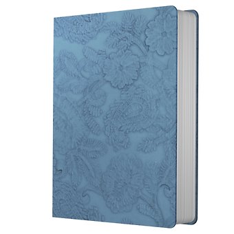 Записная книжка А6+ 80л кл. "Jade. Голубой" 7БЦ, иск.кожа с текстурой, офсет 80г/м2, ляссе, инд.уп.