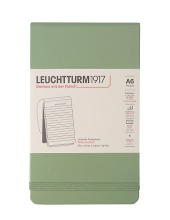 Записная книжка A6, 62 листа в линейку Portrait Pocket, твердая обложка, шалфей, Leuchtturm1917