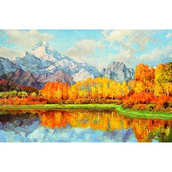 Картина стразами (алмазная мозаика) 40x50 см, ОСТРОВ СОКРОВИЩ Осень в горах, без подрамника,662581