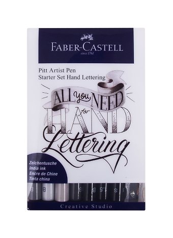 Набор капиллярных ручек Pitt Artist Pen Lettering оттенки серого, 7шт.+карандаш+точилка