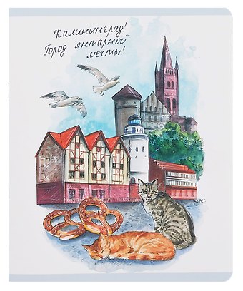 Тетрадь 48л кл. "Калининград" мел.картон, ламинация "soft touch", скругл.углы