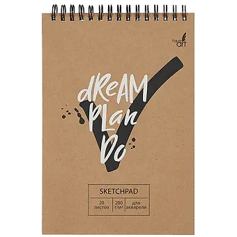 Скетчбук 140*200 20л Dream and Do акварельн., с перф., 200г/м2, обл крафт рельеф. краска, евроспираль