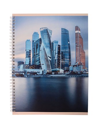 Тетрадь А4 80л лин. Москва мел.картон, выб.лак, евроспираль, офсет