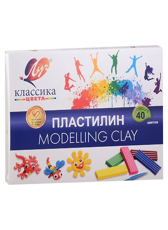 Пластилин 40 цветов 800г Классика, Луч
