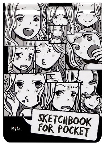 Скетчбук А6 48л Sketchbook for Pocket. Комикс аниме белый офсет, резинка, тв.обложка