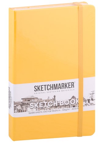 Скетчбук 13*21 80л "Sketchmarker" оранжевый, нелинованн. 140г/м2, слоновая кость, тв.обл.