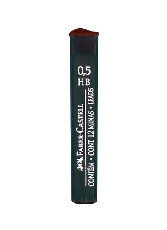 Грифели для механических карандашей Faber-Castell Polymer, 12шт., 0,5мм, HB