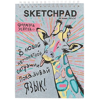 Скетчбук «Зебра и жираф», 80 листов, 19.5 х 19.5 см